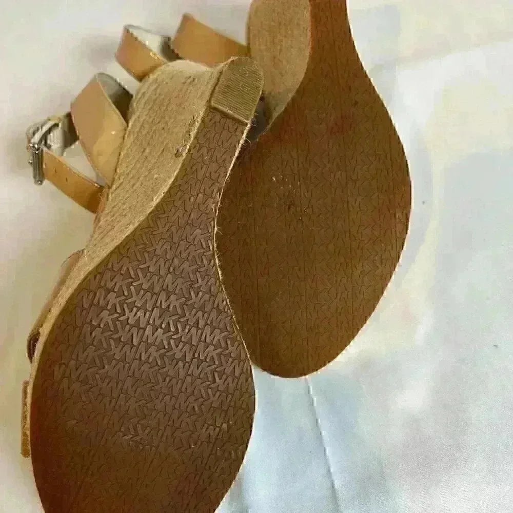 Michael Kors Women's Tan Espadrille Wedge Platform Sandals Size 8M